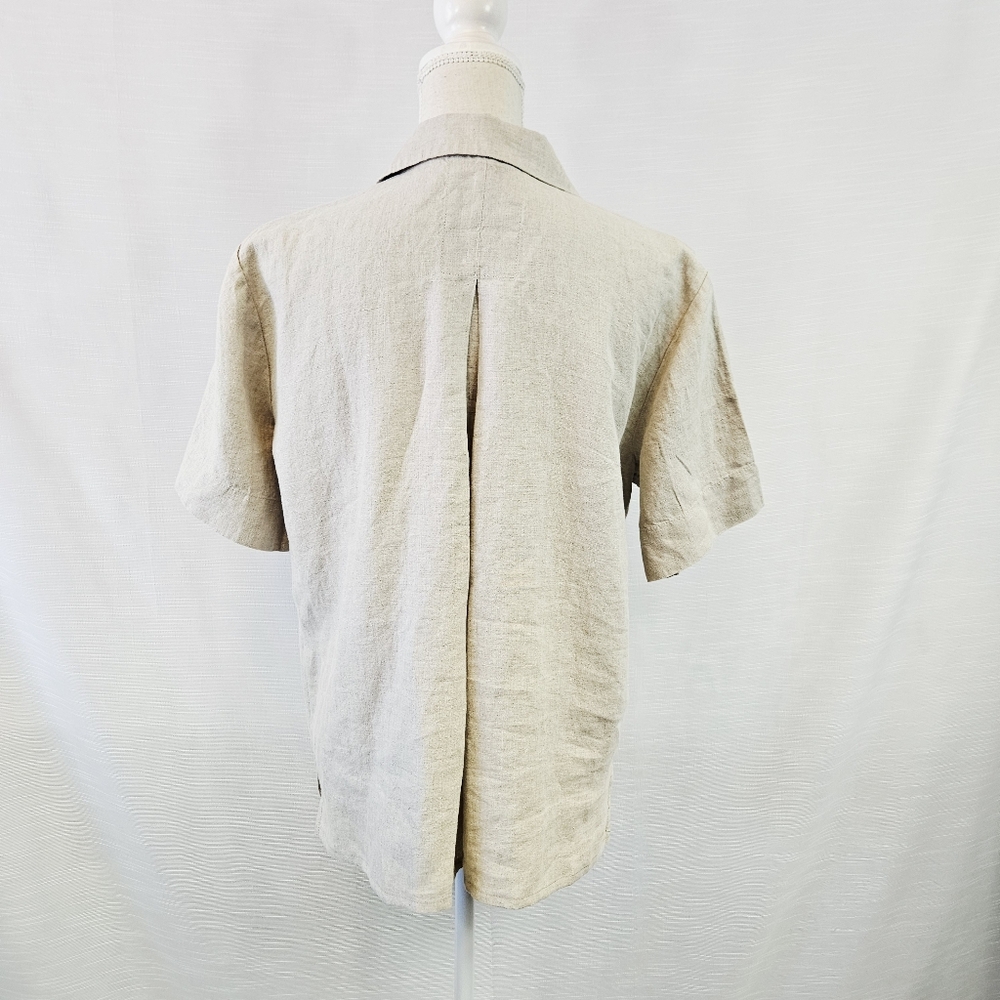 Eileen Fisher Short-Sleeve Linen Blend Button Down Shirt size Medium - Picture 6 of 8